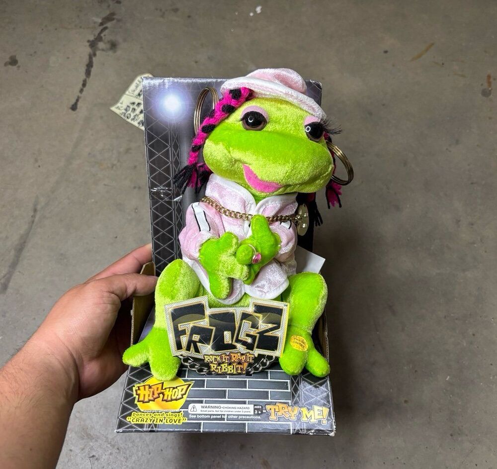 Gemmy 2005 Hip Hop FROGZ In Da Club Rock It Rap It Ribbit Plush NIB Dead Battery